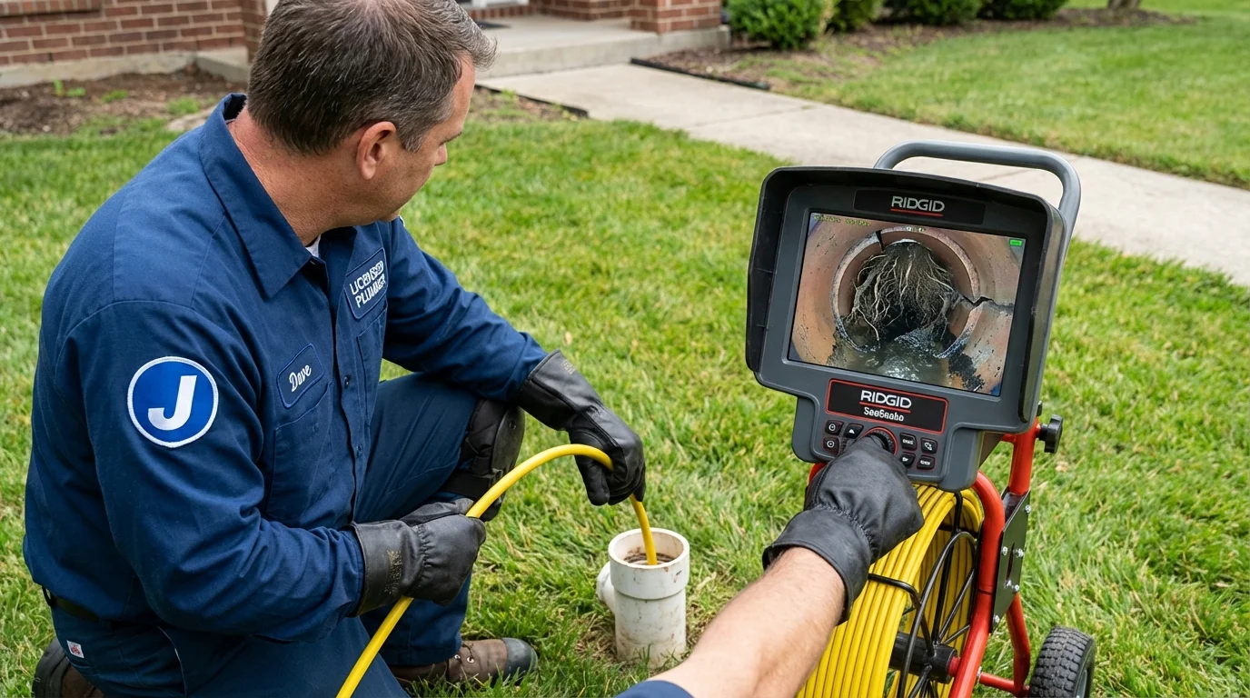 Sewer camera inspection being performed by Johns Plumbing LLC in Dalzell