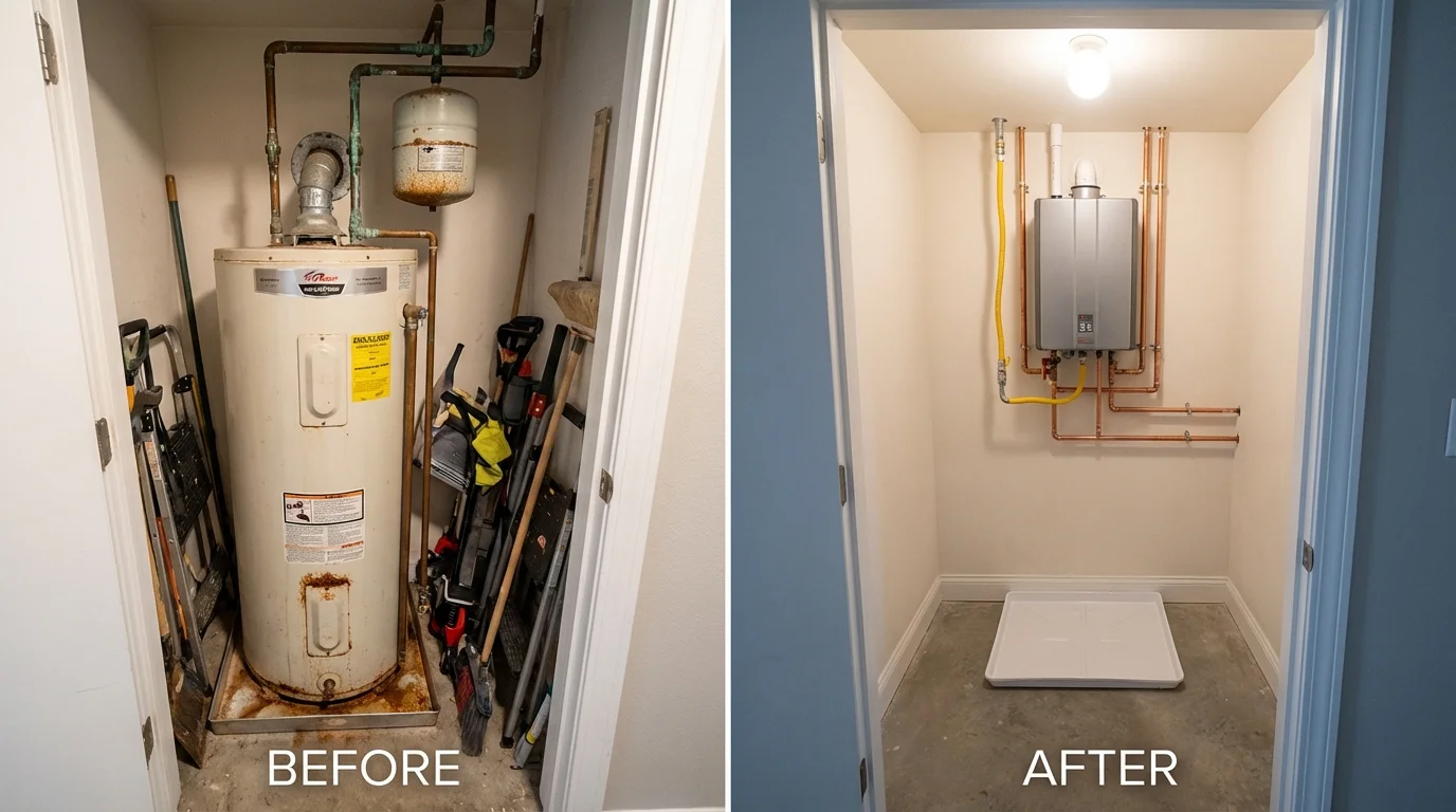 Tank water heater versus wall-mounted tankless unit comparison for Dalzell, SC homeowners